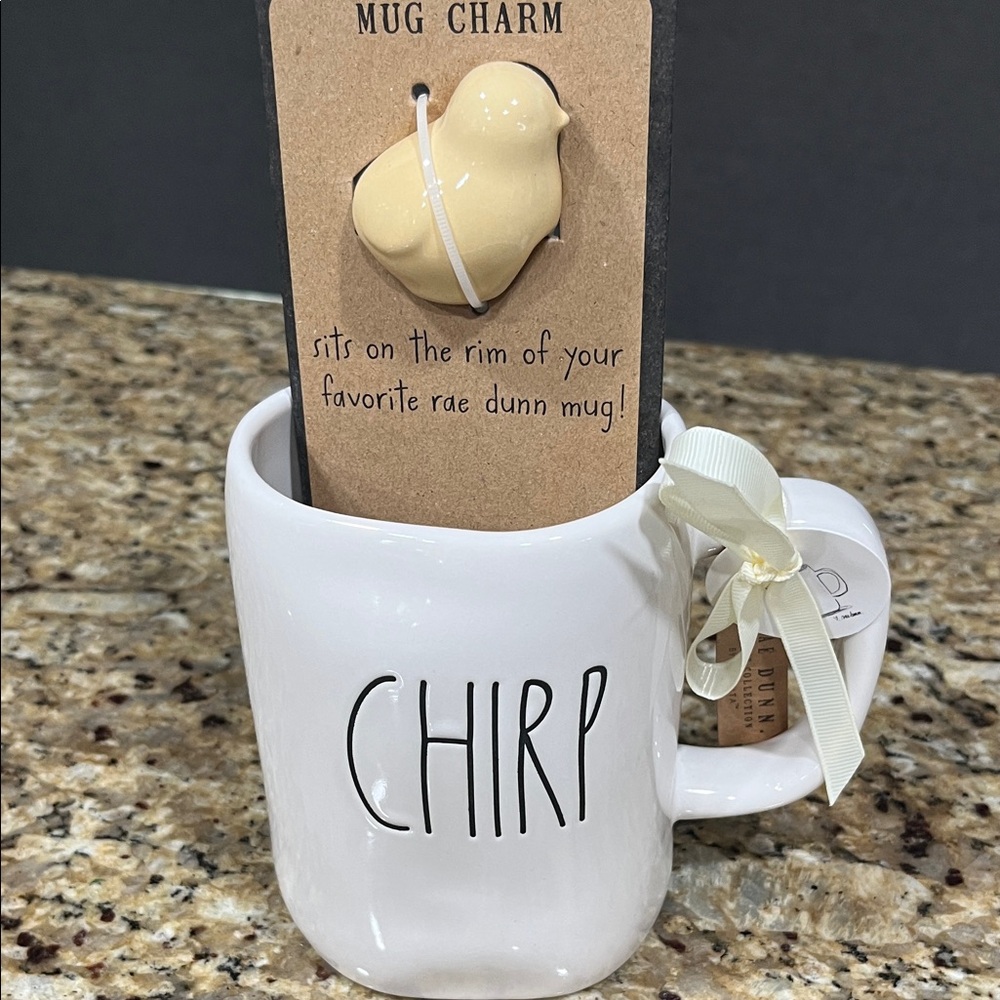Rae Dunn White 'Chirp' Mug with Yellow Charm
